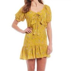 Chelsea & Violet Yellow Ruffled Tie Front Mini Sundress